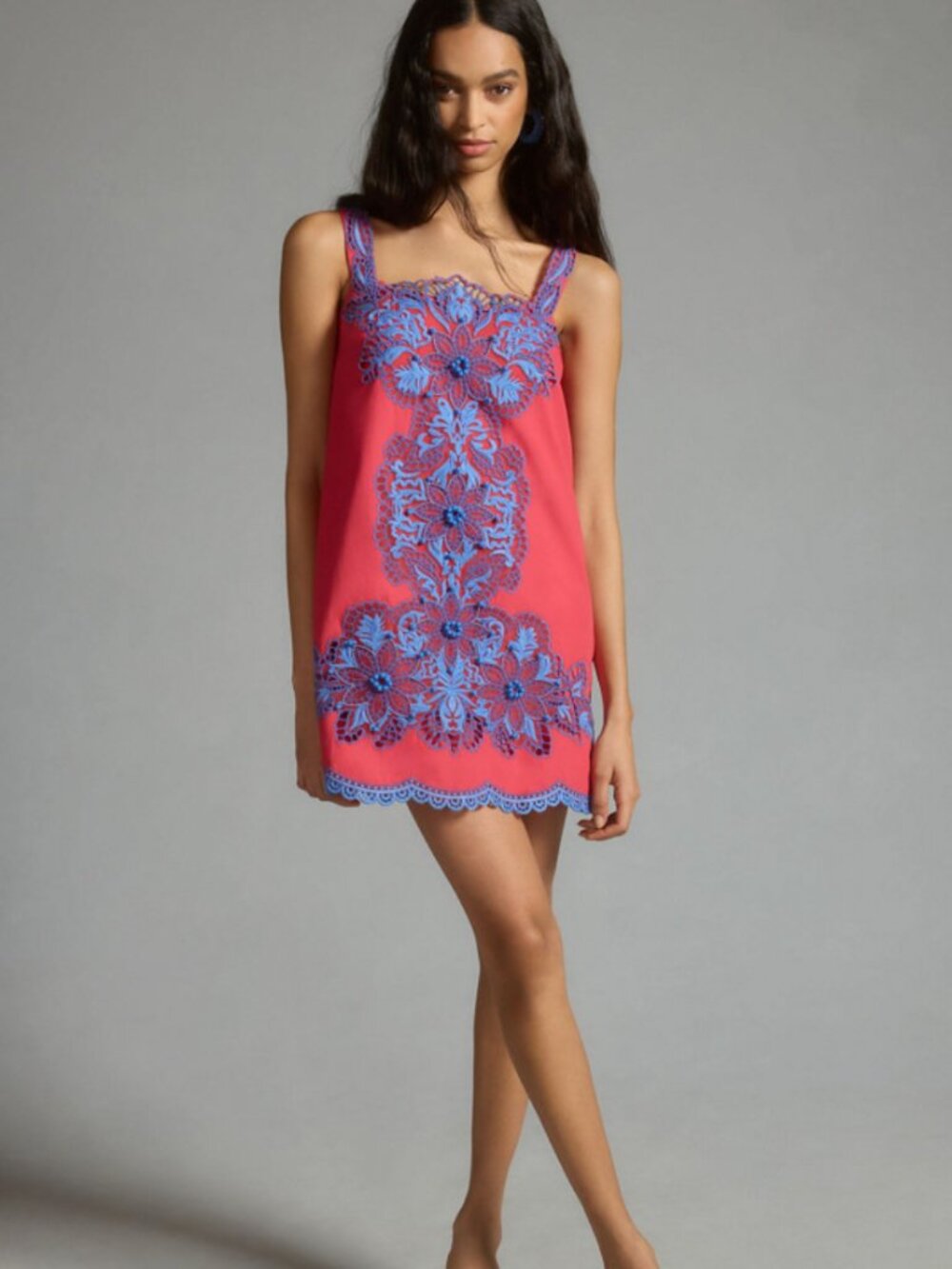 Anthropologie Square Neck Embroidered Shift Dress 20W